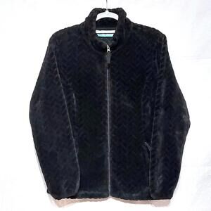 FREE‎ COUNTRY BLACK PLUSH FAUX FUR FULL ZIP JACKET WOMENS LARGE